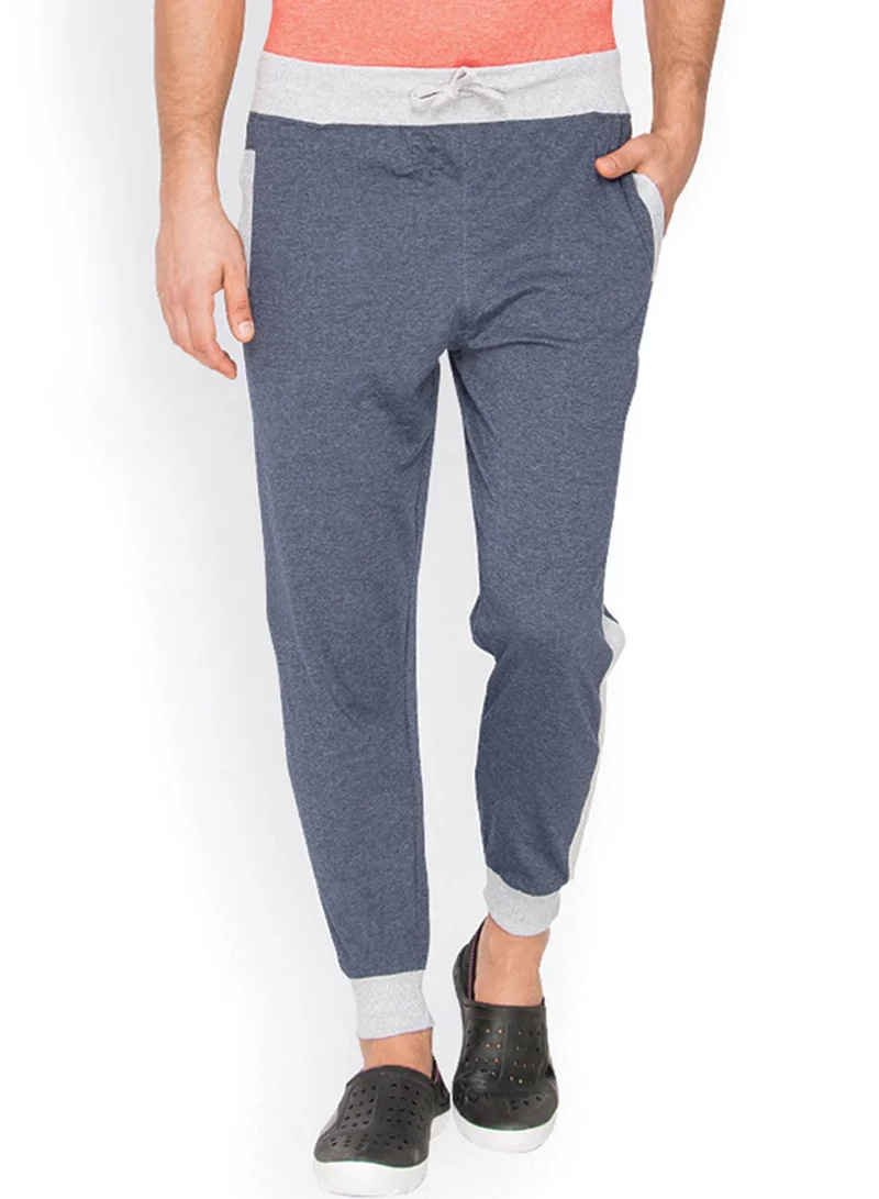 Campus Sutra Men's Steel Blue Side-Block Trackpants