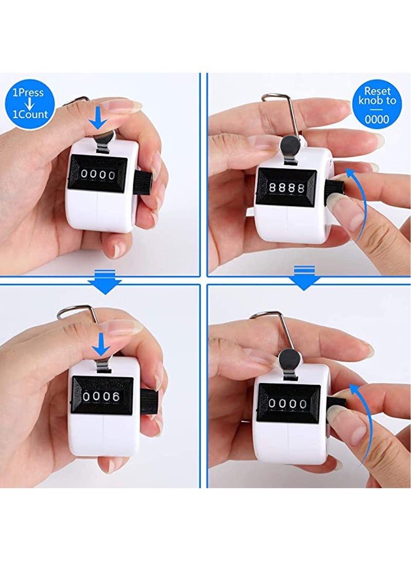 2 Pack Hand Tally Counter 4 Digital Mechanical Palm Click with Finger Ring for Sport Stadium Coach Referees Row School Event Black and White - Image 3