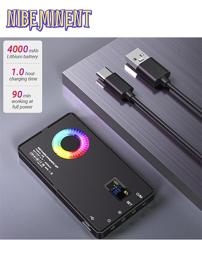 NIBEMINENT - RGB Video Light - 360° Full Color - Built-in 4000 mAh Battery - 24 Lighting Effects - Photography Fill Light - Portable LED Camera Light - Image 1