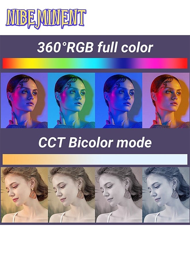 NIBEMINENT - RGB Video Light - 360° Full Color - Built-in 4000 mAh Battery - 24 Lighting Effects - Photography Fill Light - Portable LED Camera Light - Image 1