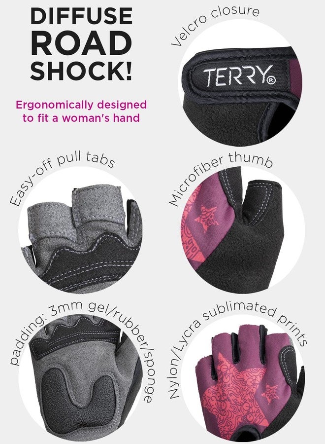 Terry Cycling Gloves for Women, T-Gloves LTD Prints, Ladies Cycling Gloves Half Finger Gel Padded Mountain Bike Glove - Zoombre, Large - Image 3