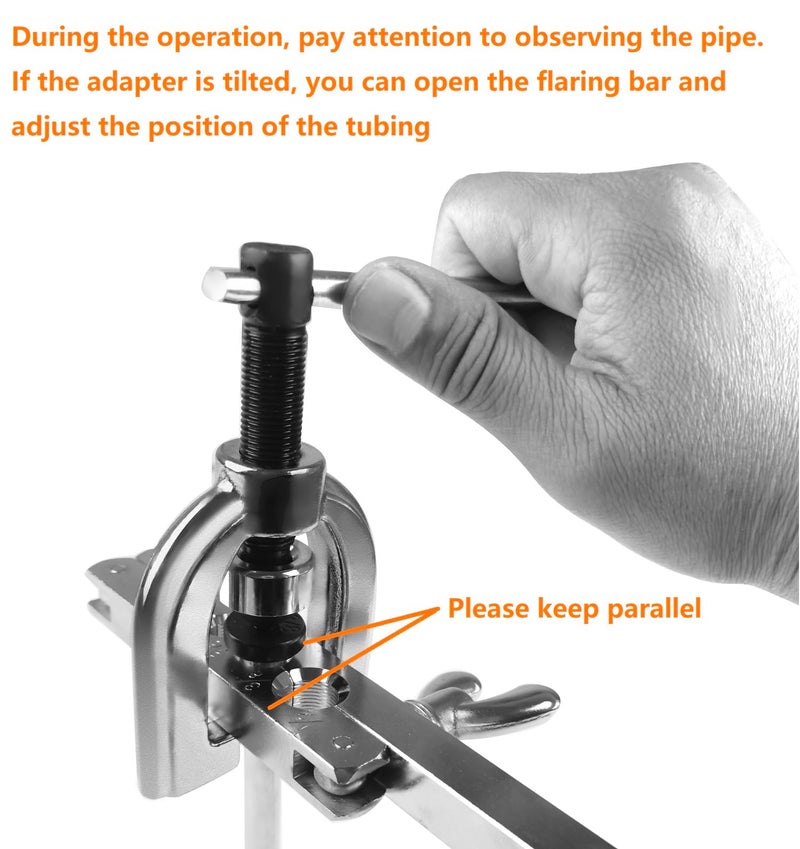 TUBPRO Brake Line Flaring Tool Kit, 3/16", 1/4", 5/16", 3/8" and 1/2â€ Double & Single Tubing Flare Tool for Copper and Aluminum Fuel Line Tube - Image 4