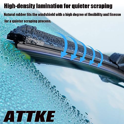 ATTKE OEM Quality Front Windscreen Wiper Blades for Hyundai Santa Fe 2013-2018/Nissan Rogue 2008-2013/Toyota Yaris 2007-2011 (26″+14″ Front Windshield Wiper Blade Set) - Image 5