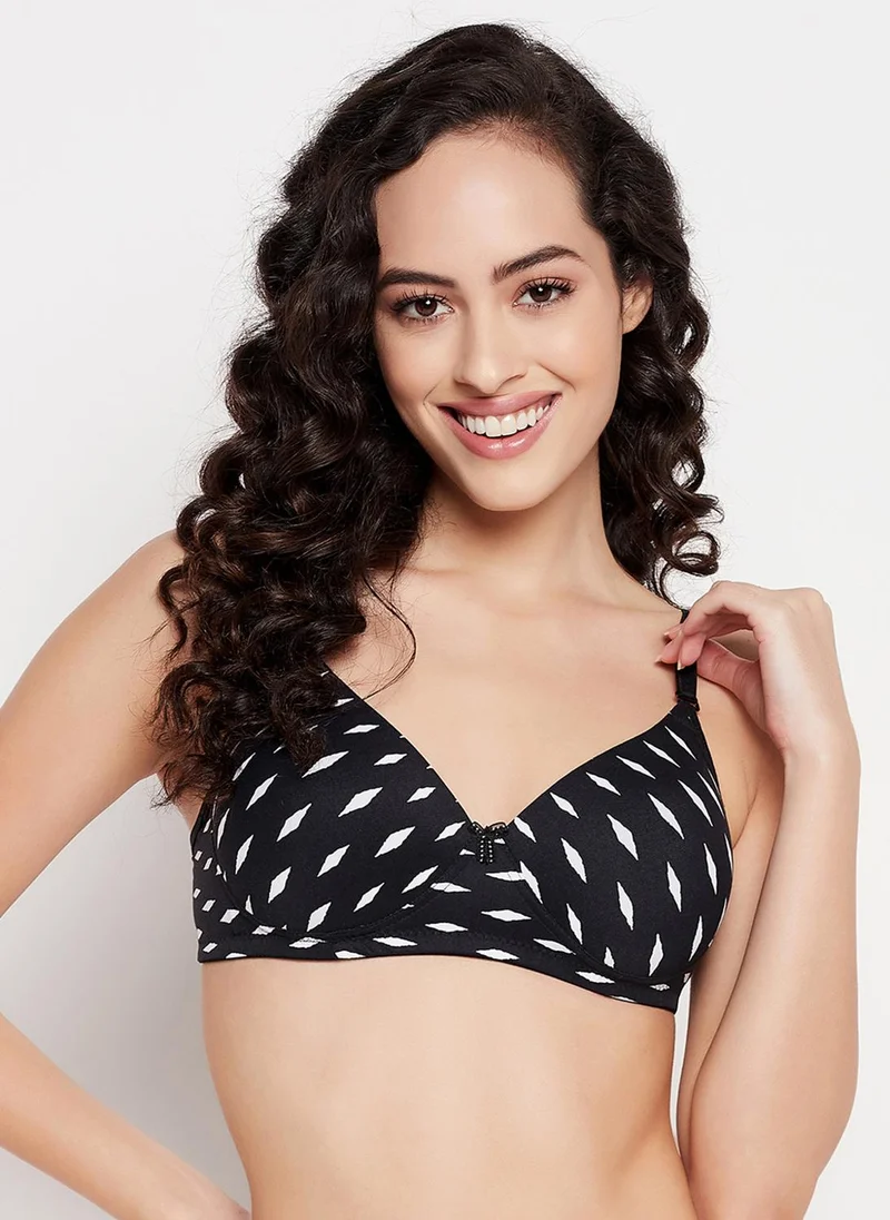 Clovia Clovia Padded Non-Wired Full Cup Printed Multiway T-shirt Bra in Black