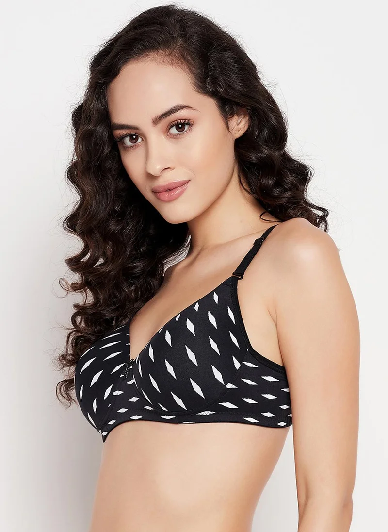 Clovia Black Clovia Padded Non-Wired Full Cup Printed Multiway T-shirt Bra in Black for Women | Best Price UAE