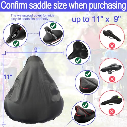 JIAJUNFS Waterproof Bicycle Seat Covers Dustproof Rainproof UVResistant and Windproof Easy to Install and Clean Reusable Suitable for Mens and Womens City Bike and Wide Seats2pcs Black - Image 3