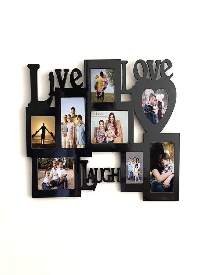 PICRAZEE MDF Wall Collage Photo Frame for Multiple Photos in a Single Frame Family Picture Frame Wall Décor for Living Room, Bedroom & Gifts (D6-LiveLoveLaugh) - Image 1