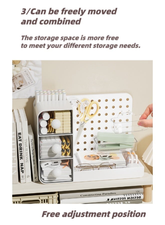 Desktop Storage Box with Pegboard, Multi-Functional Desk Display Shelf Rack Storage Office Supplies for Books Cosmetic Makeup ,DIY Large Capacity Table Storage Box, Desk Organizer for Office and Home - Image 5