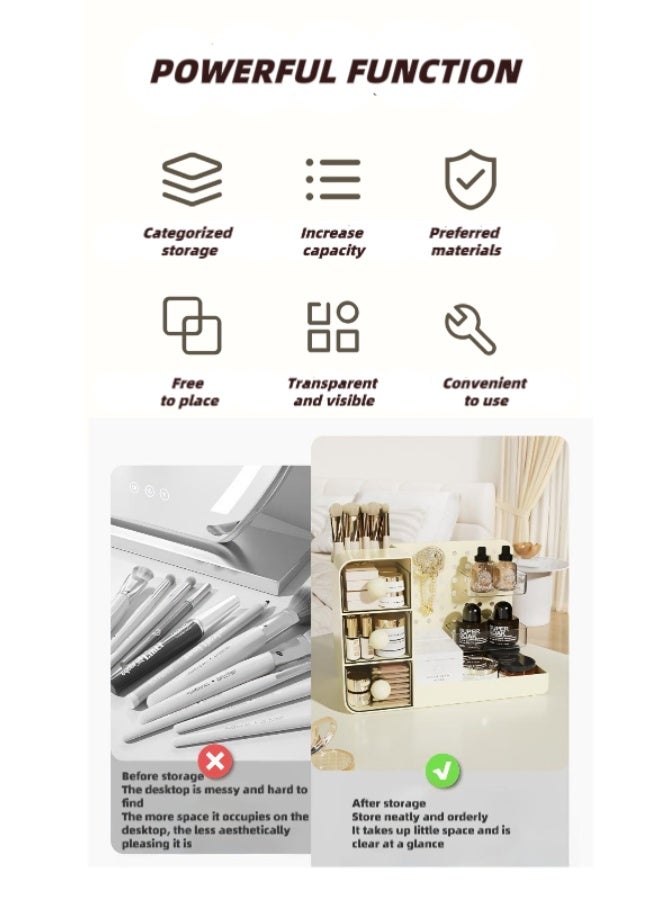 Desktop Storage Box with Pegboard, Multi-Functional Desk Display Shelf Rack Storage Office Supplies for Books Cosmetic Makeup ,DIY Large Capacity Table Storage Box, Desk Organizer for Office and Home - Image 2