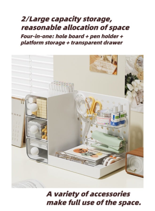 Desktop Storage Box with Pegboard, Multi-Functional Desk Display Shelf Rack Storage Office Supplies for Books Cosmetic Makeup ,DIY Large Capacity Table Storage Box, Desk Organizer for Office and Home - Image 4