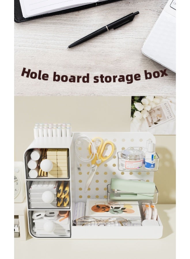 Desktop Storage Box with Pegboard, Multi-Functional Desk Display Shelf Rack Storage Office Supplies for Books Cosmetic Makeup ,DIY Large Capacity Table Storage Box, Desk Organizer for Office and Home - Image 1