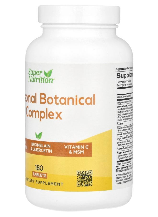 Super Nutrition Seasonal Botanical Complex with Queretin Bromelain Vitamin C Turmeric and Ginger 180 Tablets  - Image 2