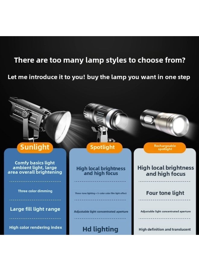 Special Hair Lamp In The Live Broadcast Room Live Overhead Atmosphere Spotlight Gods Girl Hair Lamp Contour Fill Light-Specifications:LM8800 Three-color Adjustable Focus (send 5-color Film) 2m Floor Lamp Rack.  - Image 2
