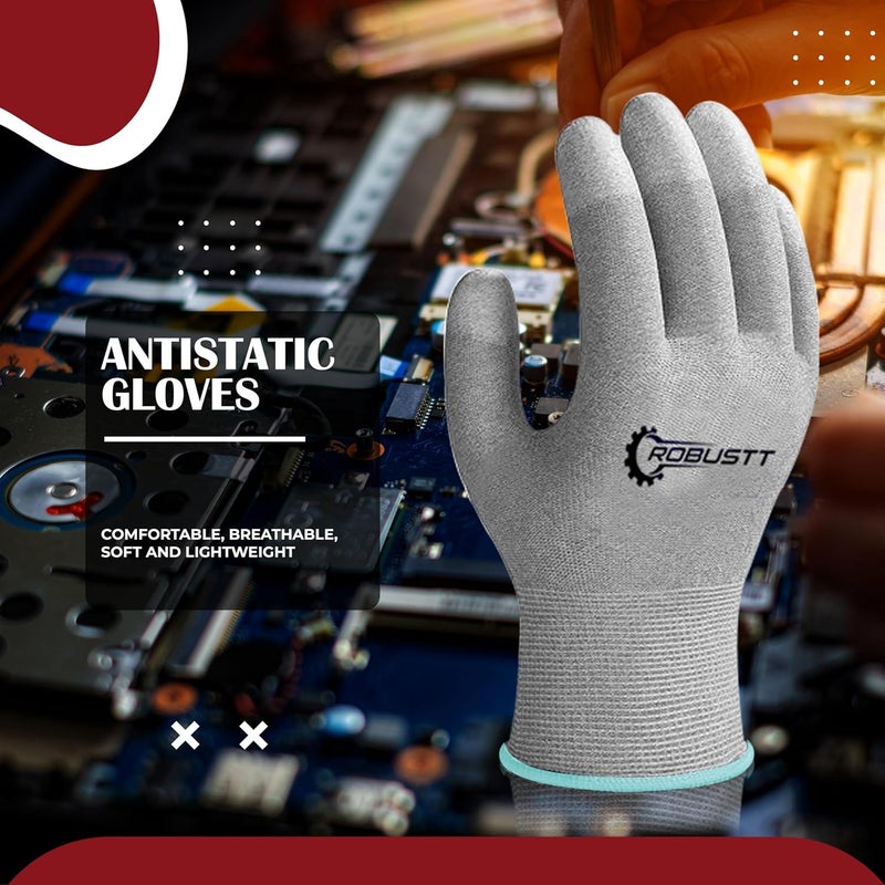 ROBUSTT ESD Grey Safety gloves | Pack of 1 | Carbon Fibre with Anti - Static Technology | Snug Fit, Slip Resistant | Reusable & Washable Gloves | Hand Gloves for Electrical Appliances - Image 4