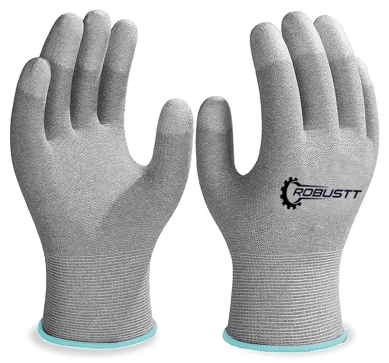 ROBUSTT ESD Grey Safety gloves | Pack of 1 | Carbon Fibre with Anti - Static Technology | Snug Fit, Slip Resistant | Reusable & Washable Gloves | Hand Gloves for Electrical Appliances - Image 1
