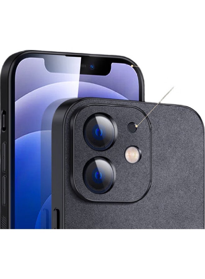 Shangsu Iphone 12 Case, Apple 12 Protective Cover, Shockproof, Full Lens Protection, Soft Shell, Simple Luxury, Lambskin Silicone, Twelve Outer Shell, Women'S And Men'S Leather Case, Gray - Image 2