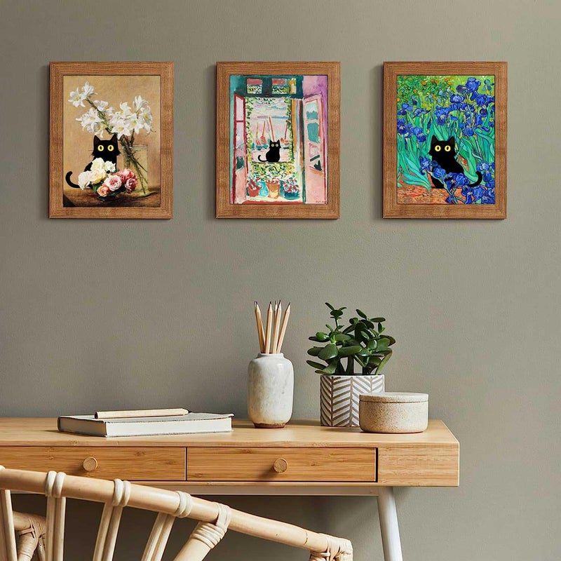 LOARTVE 9Pcs Funny Black Cat Wall Art Cats in Famous Paintings Posters Prints Matisse Monet Van Gogh Vintage Gallery Wall Decor Pictures Eclectic Cute Preppy Aesthetic Room Decor,Unframed - Image 5