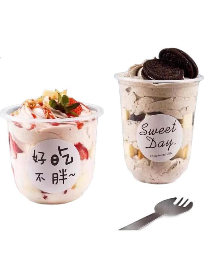 All-round Quanshi Double-Skin Milk Bowl, Bobo Cake Cup, Disposable Pudding, Milk Tea, Yogurt Dessert Cup, 360Ml*20 Sets - Image 2