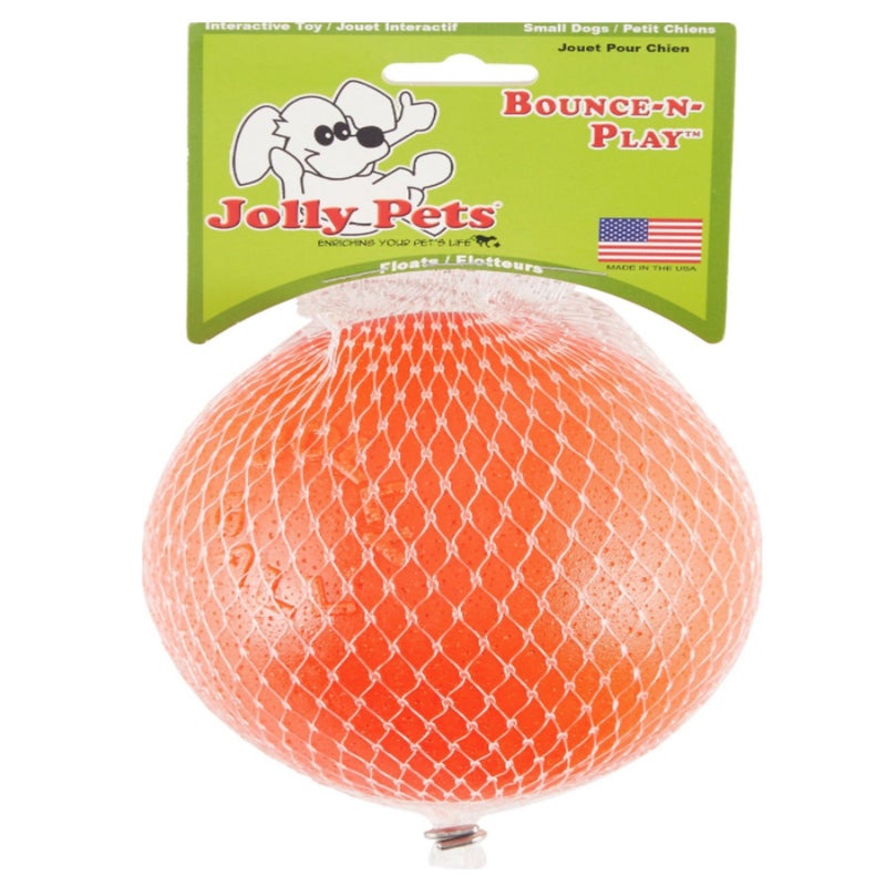Jolly Pets Bounce-n-Play Dog Toy Ball, Orange, 4.5 Inches/Small, Model Number: 2545 OR - Image 1