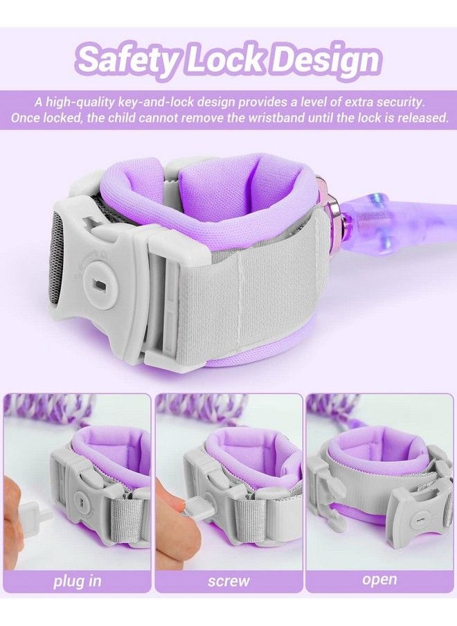 Dr.Meter - Kids Leash For Toddler Dr.Meter Reflective Anti Lost Wrist Link With Key & Lock 8.2Ft Safety Wristband Child Walking Harness For Supermarket Mall Airport Amusement Park Zoo Travel Purple - Image 1