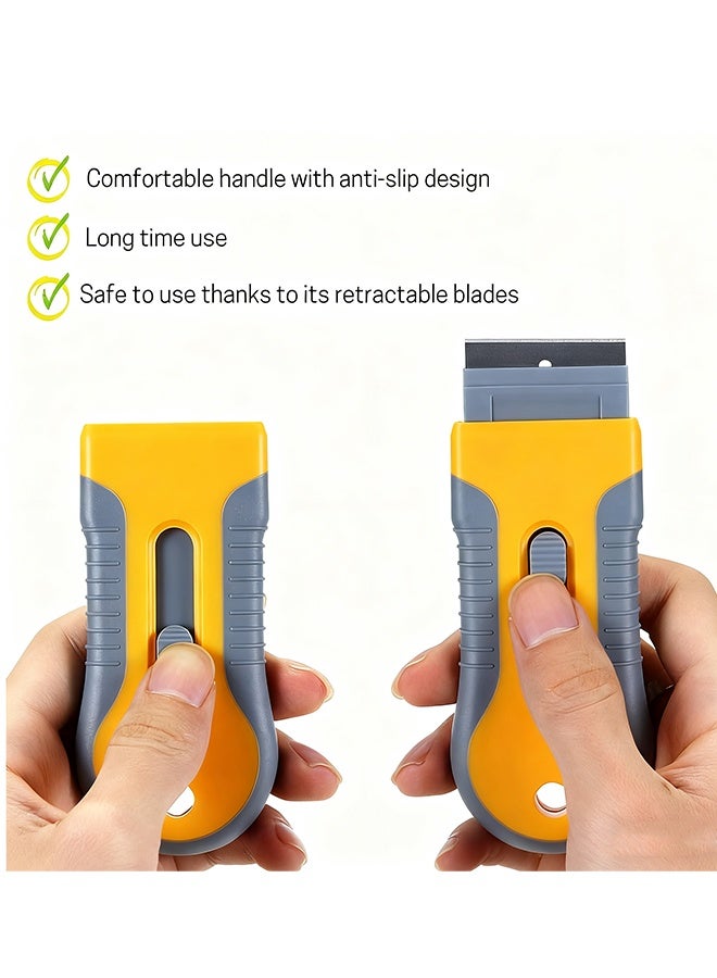 Happy D Razor Blade Scraper with 10 Extra Blades: Multi-Surface Cleaning Tool for Glass, Ceramic Cooktops, Ovens, Glass Top Stoves and Foot - Removes Burned-On Food, Tough Stains, Dirt, Stickers, and Paint - Image 4