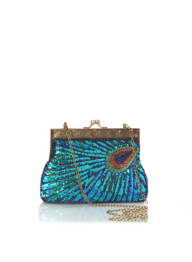 BABEYOND 1920S Flapper Peacock Clutch Gatsby Sequined Handbag Roaring 20S Evening Clutch Beaded Bag 1920S Gatsby Costume Accessories (Style 2) - Image 1