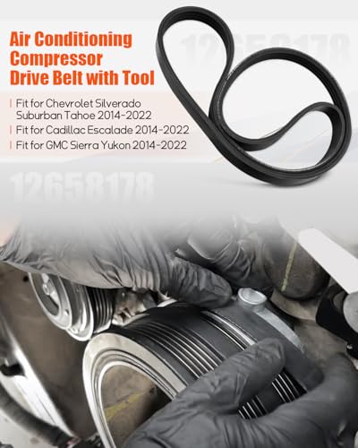 Quaneguzy 12658178 Air Conditioning Compressor Belt Kit with Tool Fit for Chevrolet SilveradoSuburbanTahoeFit for Cadillac Escalade Fit for GMC SierraYukon - Image 3
