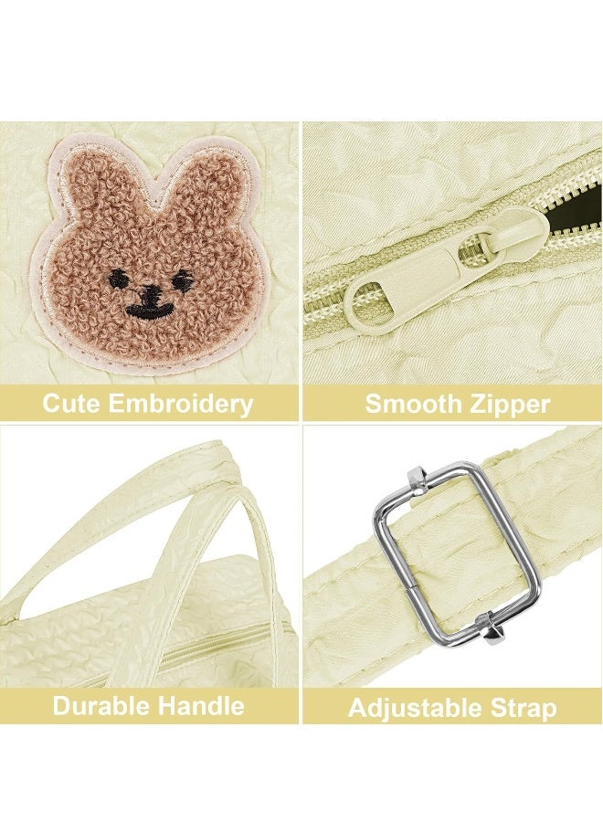 Diaper Bag Tote for Baby Girl Mommy Bag Quilted Cotton Baby Diaper Bag Travel Diaper Multifunction Maternity Bag Travel Storage Bag Diaper Tote Bag without Doll - Image 4
