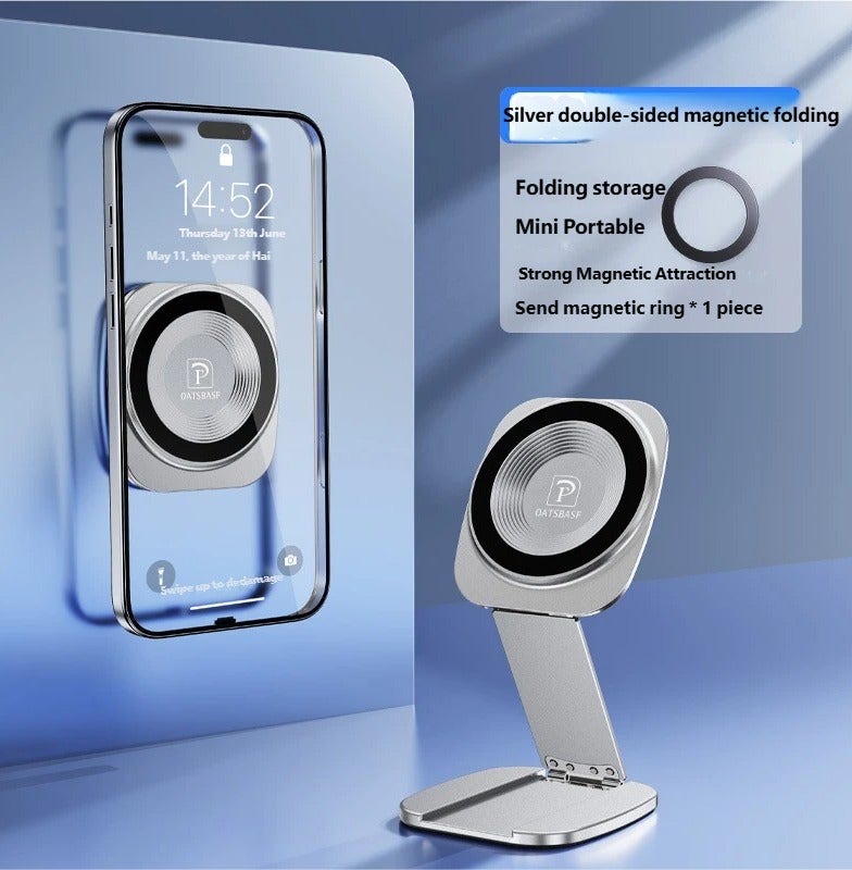 Oatsbasf Eary Gym Magnetic Phone Holder Mount For Wall Portable Aluminum Metal Stand With Foldable Pocket Size Gym Essentials Accessories - Image 1