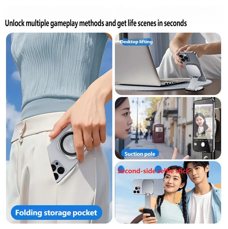 Oatsbasf Eary Gym Magnetic Phone Holder Mount For Wall Portable Aluminum Metal Stand With Foldable Pocket Size Gym Essentials Accessories - Image 3