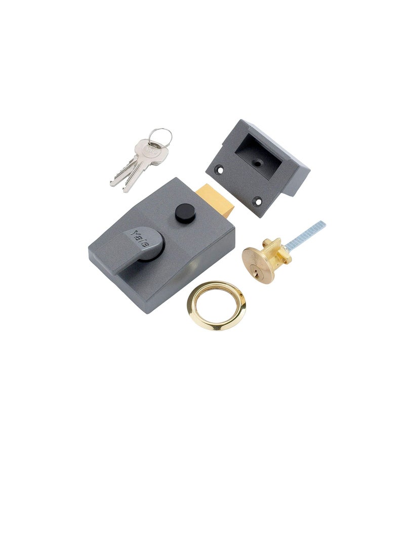 Yale P-89-DMG-PB-60 Deadlocking Nightlatch, 60 mm Backset, Automatic Deadlock, Dark Metallic Finish/Brass Cylinder, High Security, Outdoor lock, Front Door Latch  - Image 1