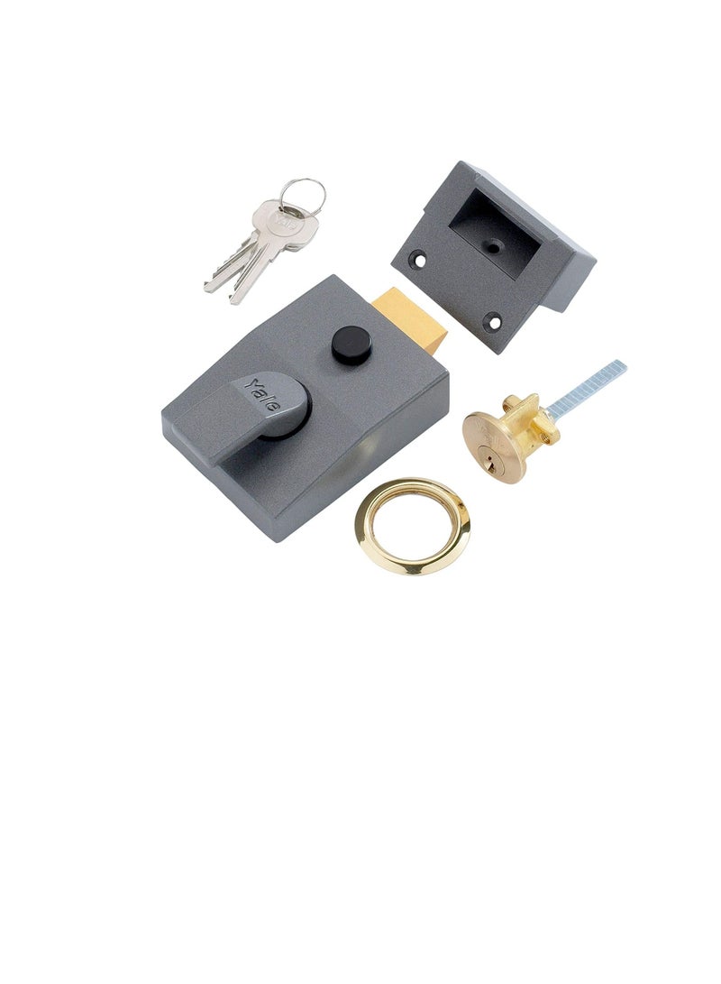 Yale P-89-DMG-PB-60 Deadlocking Nightlatch, 60 mm Backset, Automatic Deadlock, Dark Metallic Finish/Brass Cylinder, High Security, Outdoor lock, Front Door Latch  - Image 2