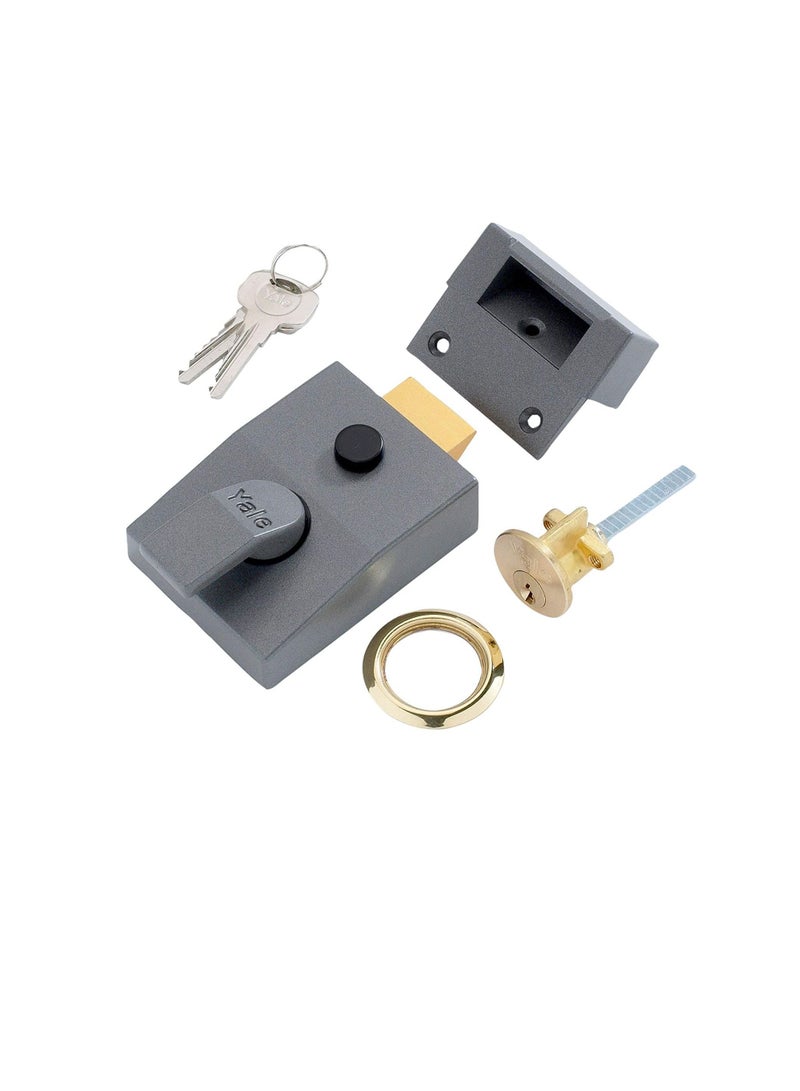 Yale P-89-DMG-PB-60 Deadlocking Nightlatch, 60 mm Backset, Automatic Deadlock, Dark Metallic Finish/Brass Cylinder, High Security, Outdoor lock, Front Door Latch  - Image 3