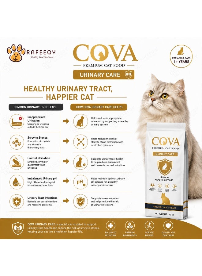 COVA Premium Urinary Care Dry Cat Food for Adult Cats, Chicken Flavor, Complete & Balanced Nutrition, 1 kg - Image 4