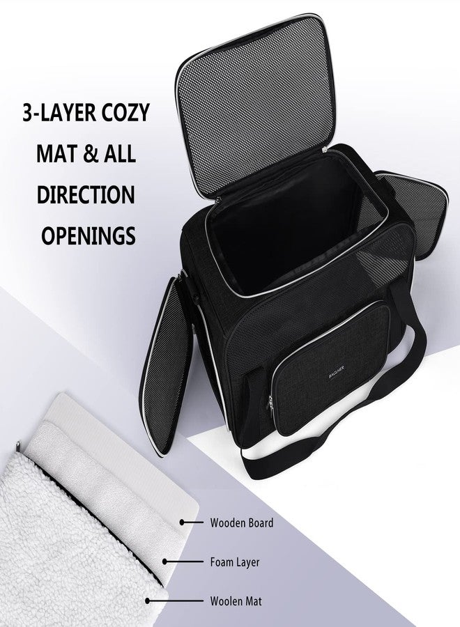 BAGLHER حقيبة سفر للحيوانات الأليفة من باغلر، حقيبة حمل للقطط والكلاب الصغيرة والمتوسطة الحجم، حقيبة حمل للكلاب الصغيرة معتمدة من شركات الطيران، حقيبة حمل قابلة للطي للجراء. أسود - Image 5