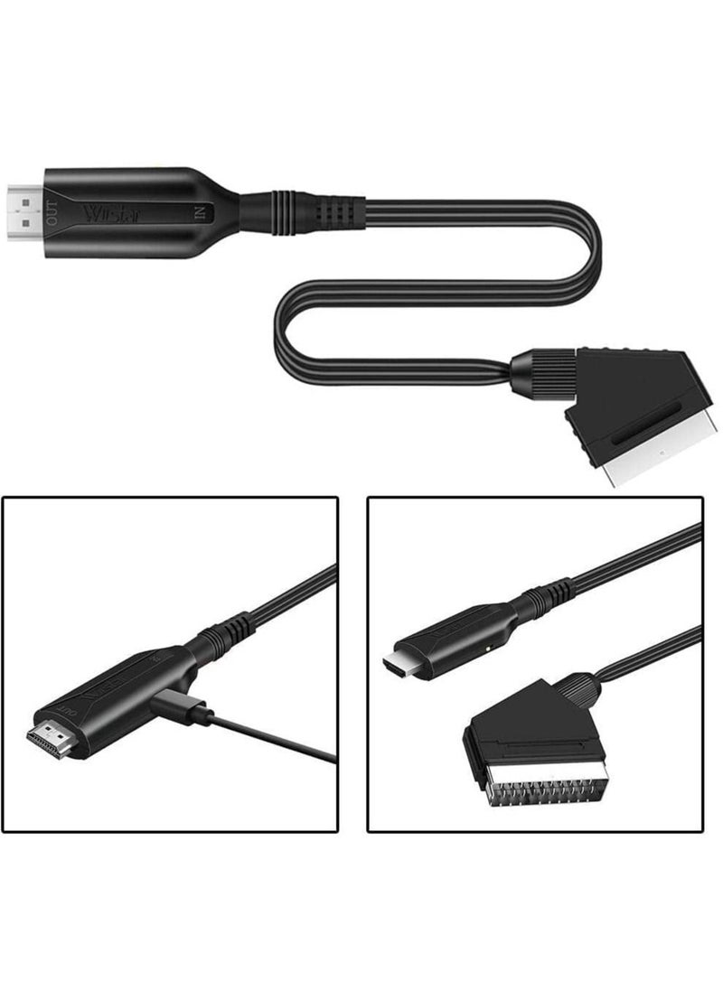 Y&D - Scart to HDMI Converter HD Video Audio Adapter Cable with USB for Monitor Computer Projector PC TV - Image 1