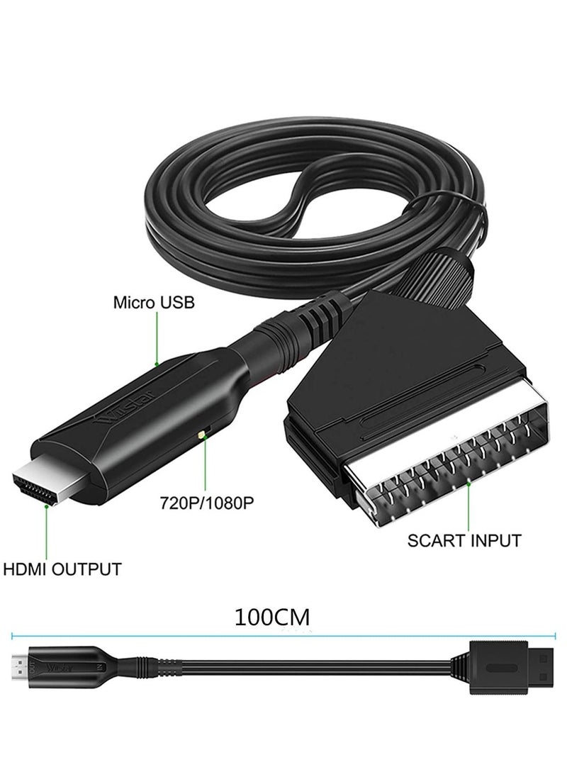 Y&D - Scart to HDMI Converter HD Video Audio Adapter Cable with USB for Monitor Computer Projector PC TV - Image 1