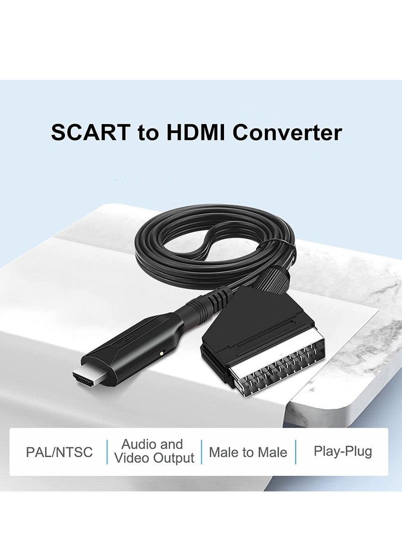 Y&D - Scart to HDMI Converter HD Video Audio Adapter Cable with USB for Monitor Computer Projector PC TV - Image 1