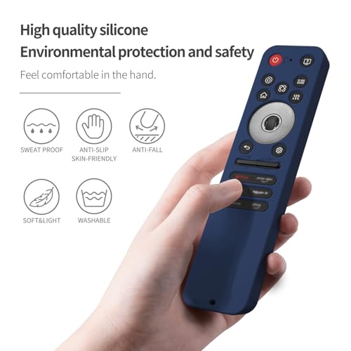 AKSHFETH Silicone Remote Control Case for LG MR25GA, Compatible with 2025 LG OLED Smart TVs C5, B5, G5, M5 Series, with Lanyard (Dark Blue) - Image 2