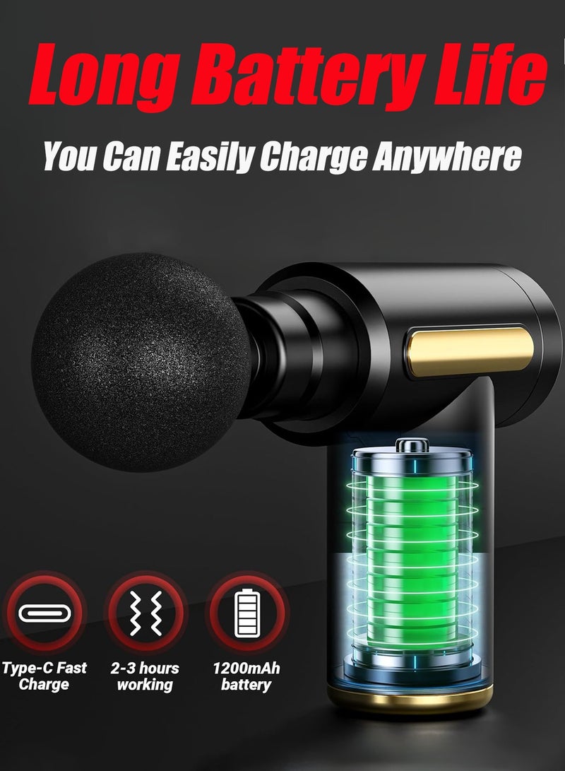 HEROCKX Massage Gun - Small Travel Massage Gun - Mini Percussion Handheld Portable Muscle Massager Tool - Relieves Full Body Pain - Ideal Gift (Black)  - Image 3