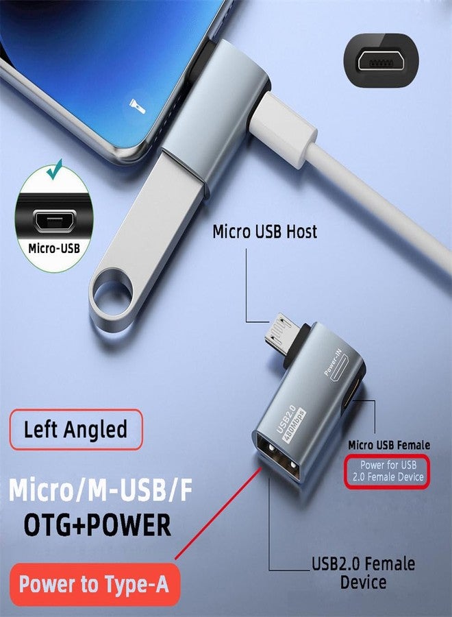 NFHK Micro USB 2.0 to Type-A Female OTG Host Adapter 90 Degree Left Angled with USB Power for Phone Tablet - Image 3