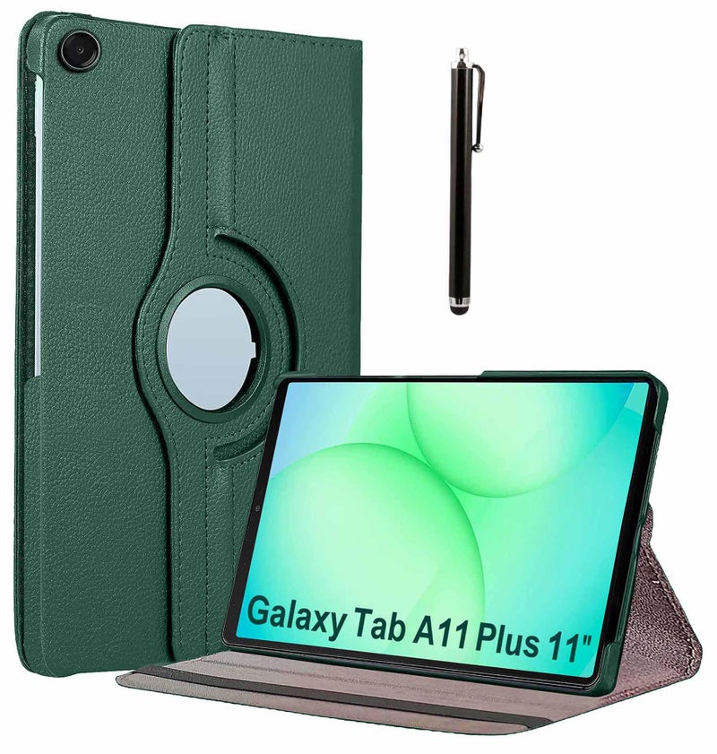 ProElite Cover for Samsung Galaxy Tab A11 Plus 11 inch Case Cover, 360 Rotatable Smart Flip Case Cover for Galaxy Tab A11+ 11" Tablet with Stylus Pen, Dark Green - Image 1