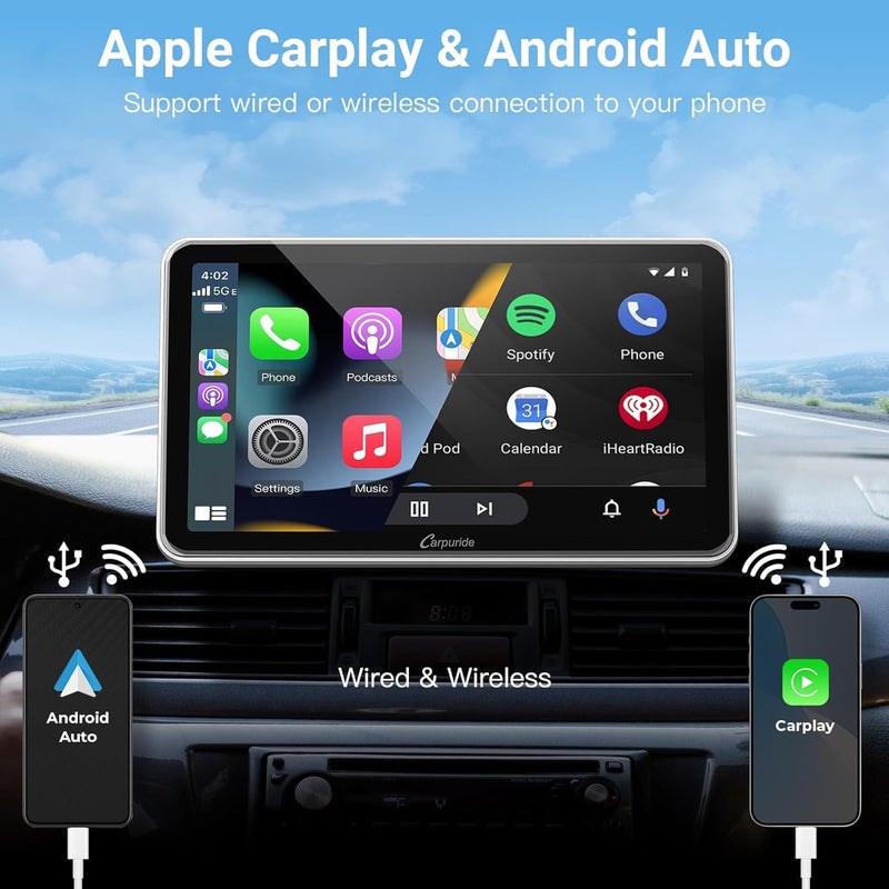 Carpuride W701 Portable Wireless Carplay Screen - 7 Inch Multimedia Player with Bluetooth and Navigation - Image 2
