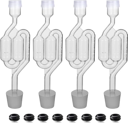 GUZE-US Bubble Airlock Set, 4 Airlocks for Fermenting, 4 Drilling #6 Stoppers and 8 Airlock Grommets, Used for Brewing Wine, Beer, Sauerkraut, Pickles, Etc. Fermentation Bubbler Airlock - Image 1