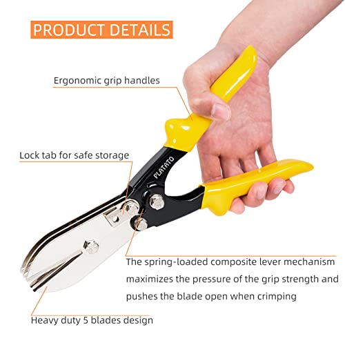 PLATATO 5 Blades Sheet Metal Tools HVAC Tool Duct Crimping Tool Gutter Crimper for 24-28 Gauge Stainless Steel, Crimper for Downspout, Stove Pipe, Ductwork and Venting Work - Image 4
