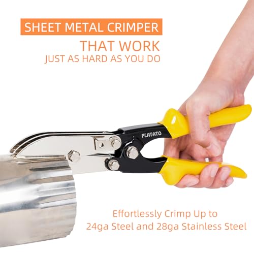 PLATATO 5 Blades Sheet Metal Tools HVAC Tool Duct Crimping Tool Gutter Crimper for 24-28 Gauge Stainless Steel, Crimper for Downspout, Stove Pipe, Ductwork and Venting Work - Image 3