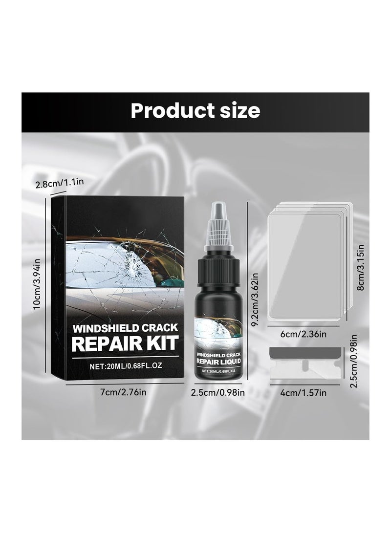 Zikra Upgrade Windshield Crack Repair Kit, Cracks Gone Glass Repair Kit, Windshield Crack Repair Fluid Window Automotive Windscreen Tool, Car Glass Repair Glue Scratch Chip Cracks Repair Kit (1 Set) - Image 2