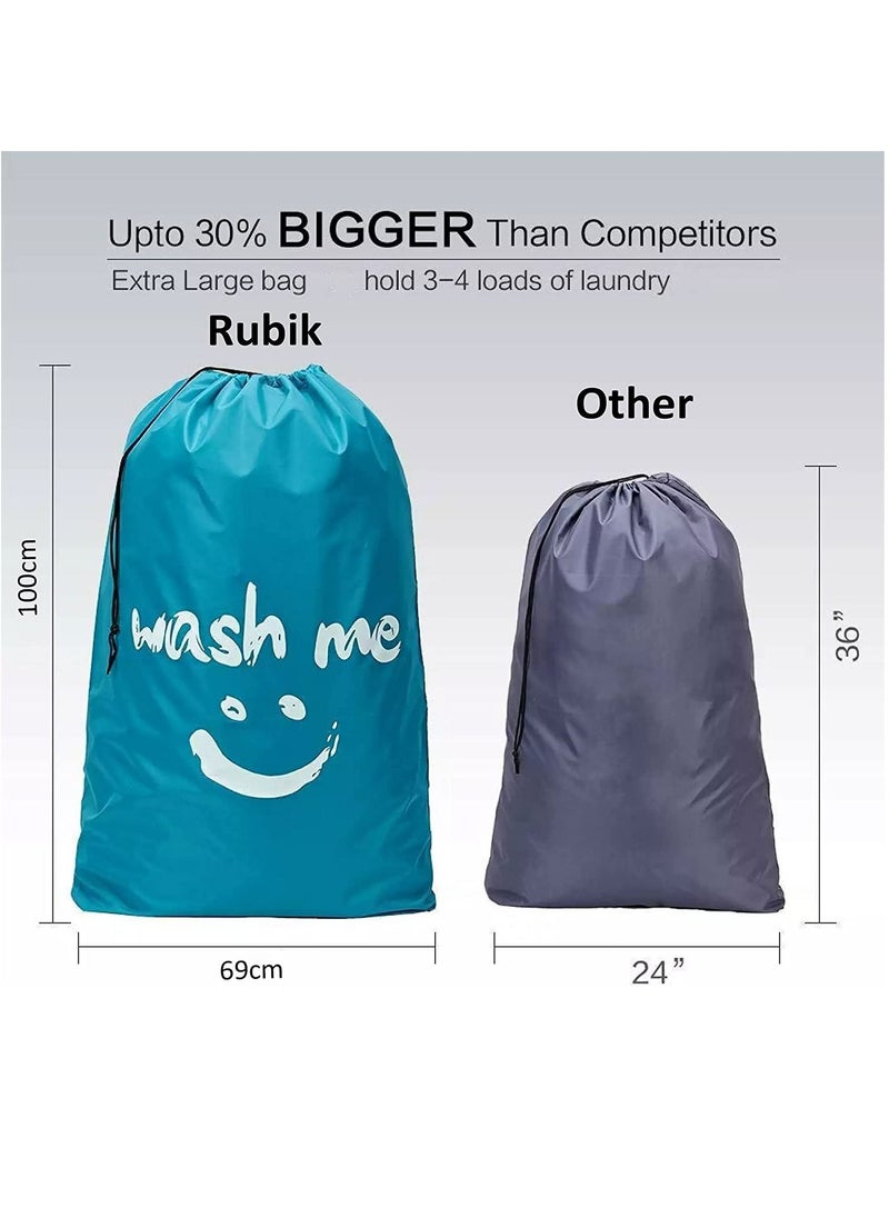 Rubik 2-Pack Wash Me Laundry Bag, Extra Large Machine Washable Travel Dirty Clothes Storage Organizer Basket Drawstring Closure 100 x 69cm  - Image 3