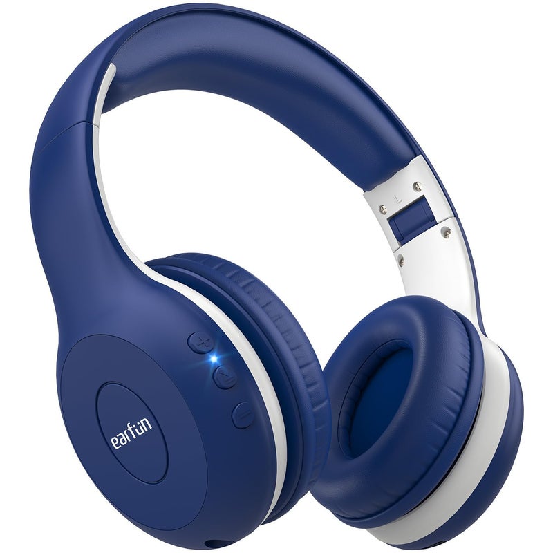 EarFun سماعات أذن EarFun K2 للأطفال بتقنية البلوتوث، سماعات للأطفال مع تحديد مستوى الصوت، 40 ساعة وقت تشغيل، ميكروفون مدمج، صوت ستيريو، سماعة قابلة للطي فوق الأذن للمدرسة/السفر/آيباد/تابلت، أزرق - Image 2