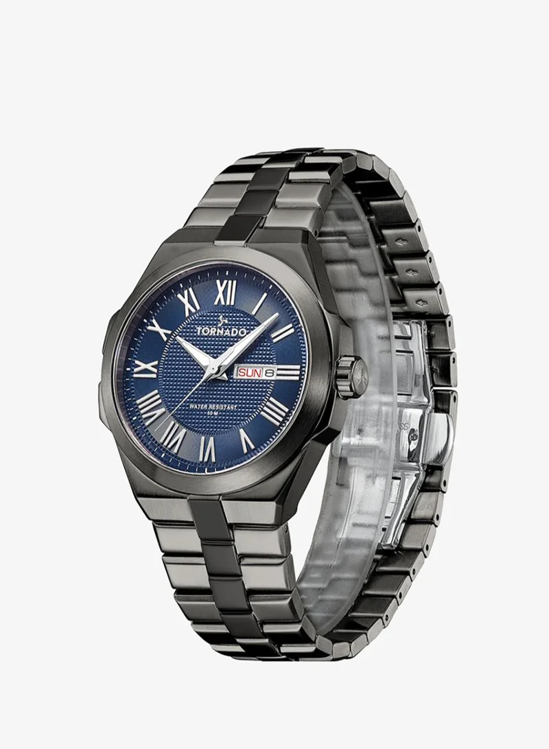 تورنيدو تيتان كلاسيك ساعة يد رجالية بحزام ستانلس ستيل رمادي
